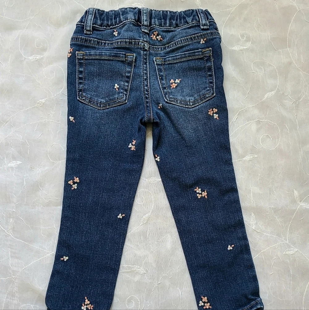 Cat & Jack Floral Embroidered Denim Jeans for Toddler Girl